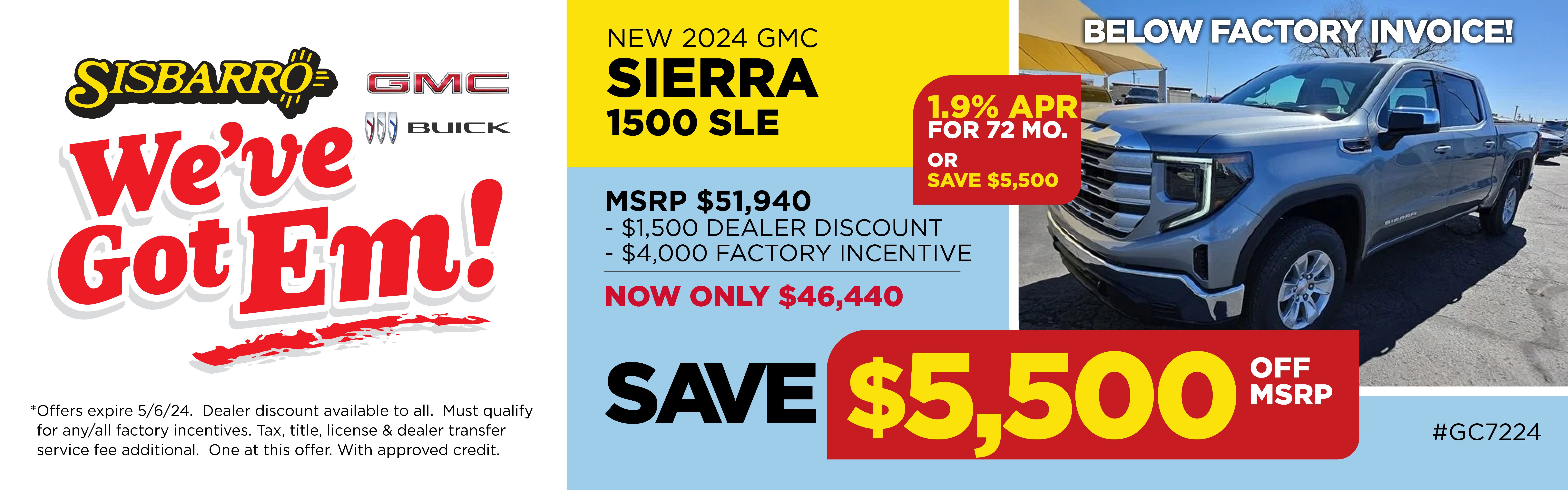 New 2024 GMC Sierra 1500 SLE